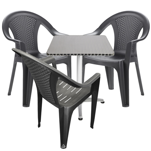 Bistrogarnitur 4-teilig Aluminium - Kunststoff Anthrazit