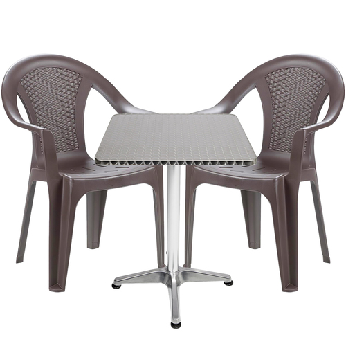 Bistrogarnitur 3-teilig Aluminium - Kunststoff Mokka
