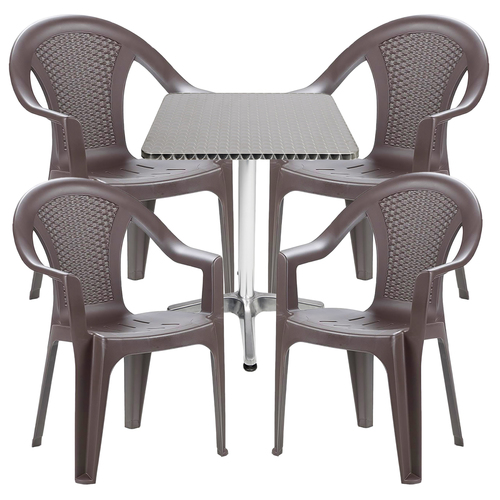 Bistrogarnitur 5-teilig Aluminium - Kunststoff Mokka