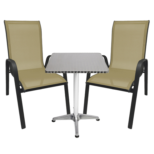 Bistro Sitzgarnitur Bistrogarnitur 3-teilig Anthrazit/Beige