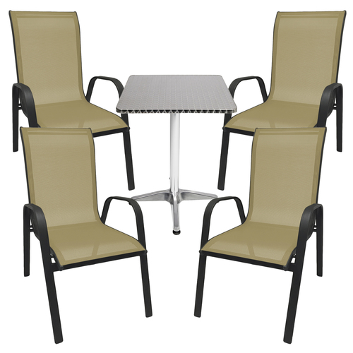 Bistro Sitzgarnitur Bistrogarnitur 5-teilig Anthrazit/Beige