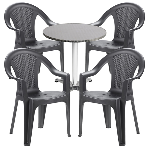 Bistrogarnitur 5-teilig Aluminium - Kunststoff Anthrazit