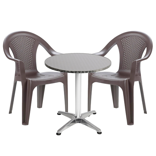 Bistrogarnitur 3-teilig Aluminium - Kunststoff Mokka