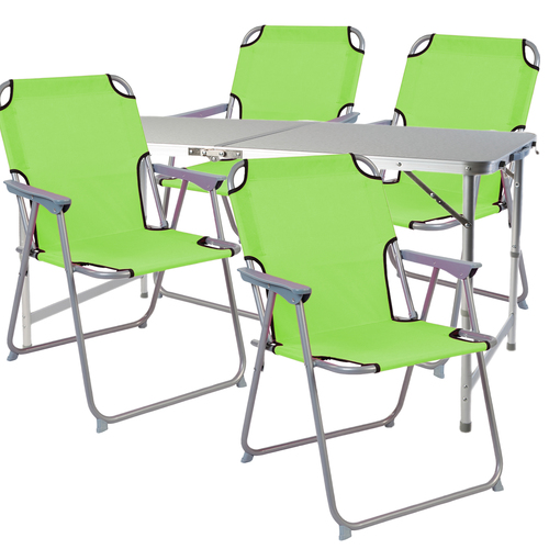 5-teiliges Campingm�bel Set Aluminium Limegr�n robust 120x60x58/70cm 