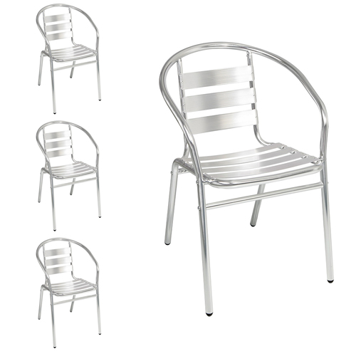 4 St�ck stabile Aluminuim Bistrost�hle stapelbar