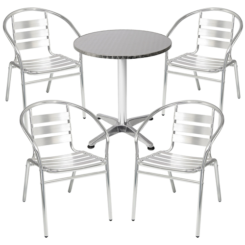 Bistrogarnitur 5-teilig Aluminium - Edelstahl