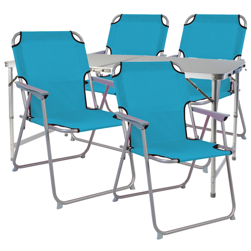 5tlg. Campingmbel Set Alu wetterfest robust120x60x58/70cm Petrol