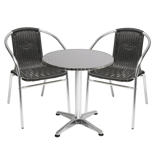Bistrogarnitur 3-teilig Aluminium - Rattan / Schwarz