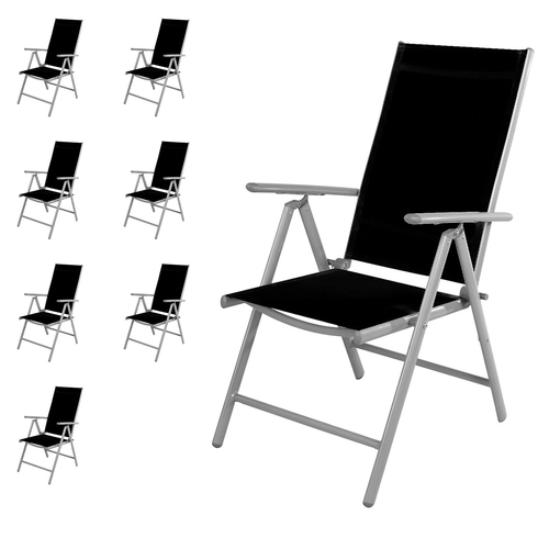8 St�ck Garten Klappstuhl Aluminium - Textilen Silbergrau/Schwarz