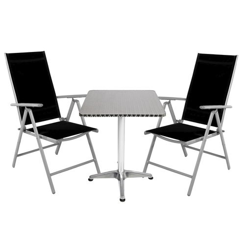 Bistrogarnitur 3-teilig Aluminium - Textilen Silber / Schwarz