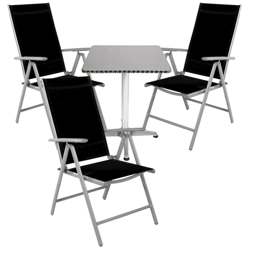 Bistrogarnitur 4-teilig Aluminium - Textilen / Schwarz