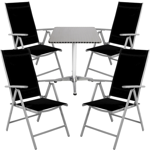 Bistrogarnitur 5-teilig Aluminium - Textilen / Schwarz