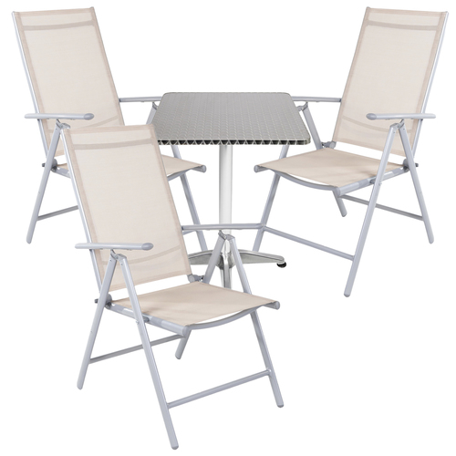 Bistrogarnitur 4-teilig Aluminium - Textilen / Beige