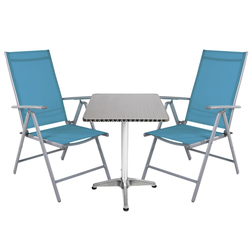 Bistrogarnitur 3-teilig Aluminium - Textilen Silber / Patrol