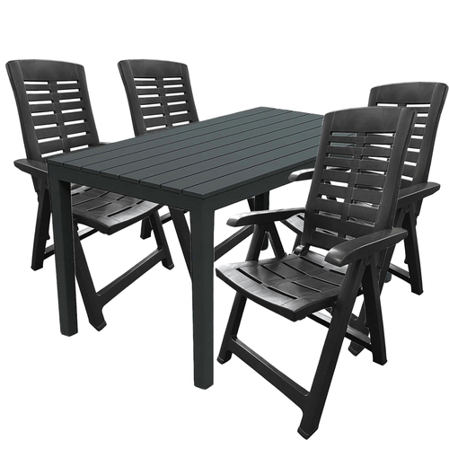 Garten Sitzgarnitur Gartenm�bel Outdoorm�bel 5tlg Anthrazit Holzoptik