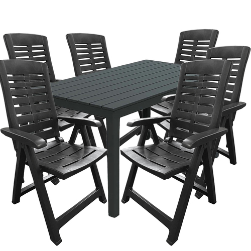 Garten Sitzgarnitur Gartenm�bel Outdoorm�bel 7tlg Anthrazit Holzoptik