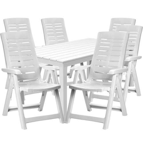 Sitzgarnitur Bistrogarnitur 7-teilig Wei� Holzoptik