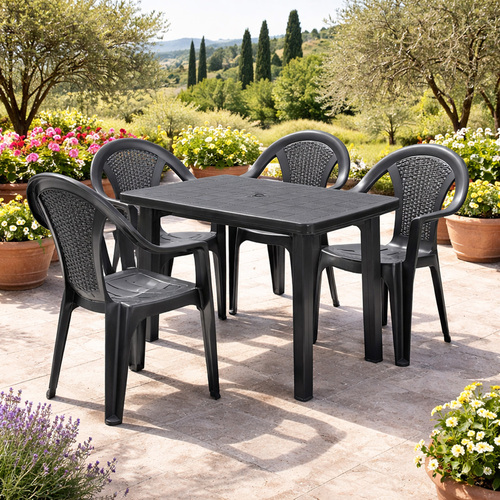 5tlg Gartengarnitur Camping Outdoorm�bel 100x70cm Kunststoff Anthrazit