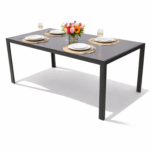 Garten Glastisch Dunkelgrau Black tempered Glasplatte
