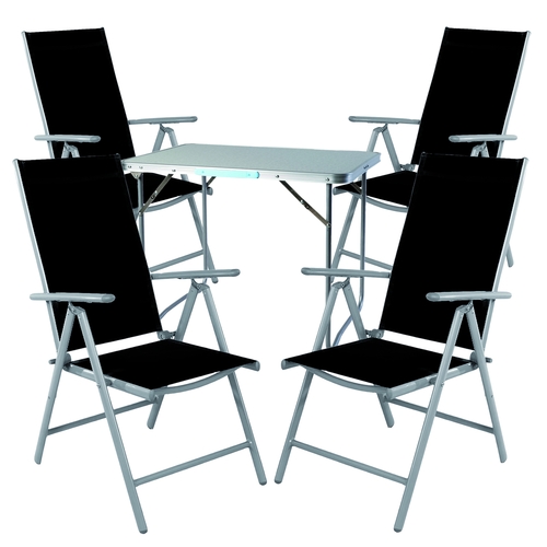 5-teiliges Campingm�bel Set Aluminium Textilen schwarz