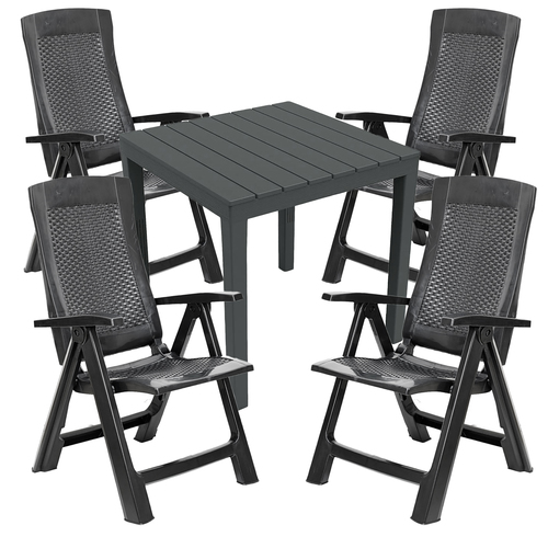 Sitzgarnitur Bistrogarnitur 5-teilig Anthrazit 