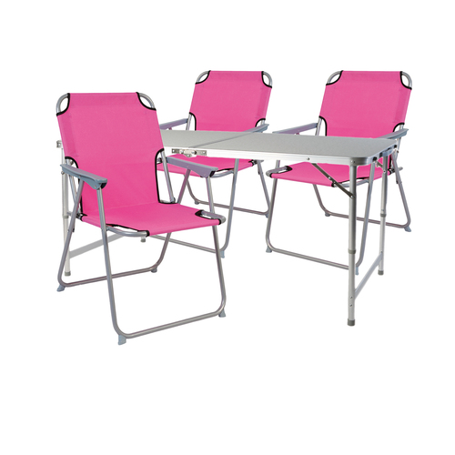 4tlg. Campingm�bel Set Alu wetterfest robust120x60x58/70cm Pink