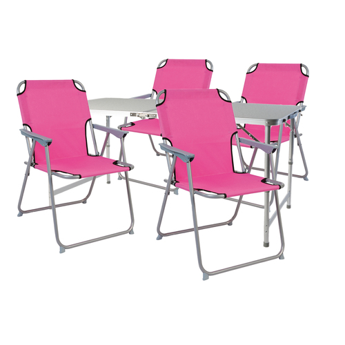 5-teiliges Campingm�bel Set Alu 120x60x58/70cm Pink