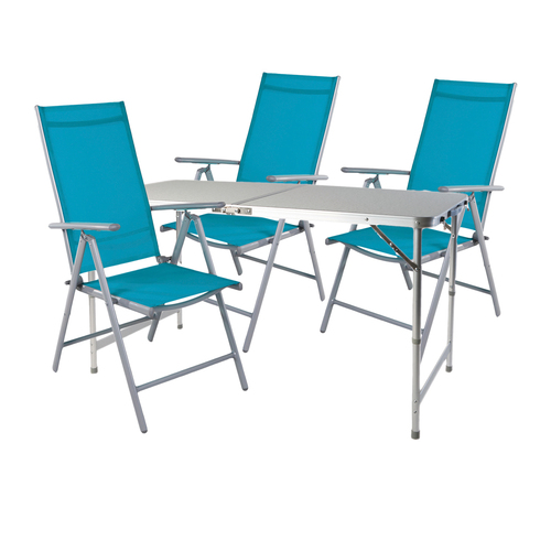 XXL 4-teiliges Campingm�bel Set Aluminium Textilen Petrol