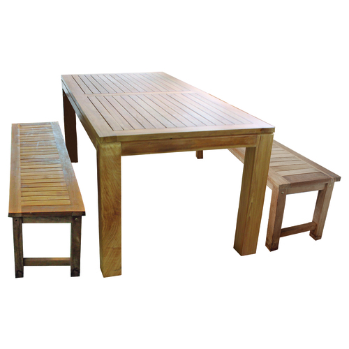 Sitzgruppe Teakholz 180x90x75cm Tisch + 2 B�nke Teak