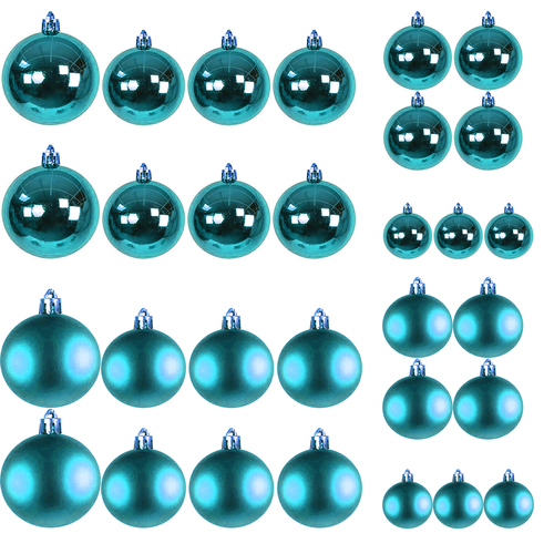 30tlg. Christbaumkugeln / Weihnachtskugeln petrol  4/5/6/7cm