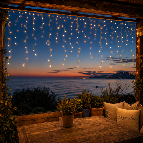160er LED Lichtervorhang Lichterkette Innen und Au�en warmwei�