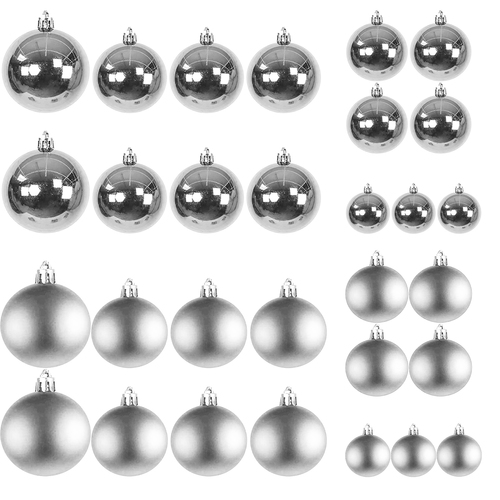Christbaumkugeln 30tlg. Baumschmuck Kunststoff silber  4/5/6/7cm