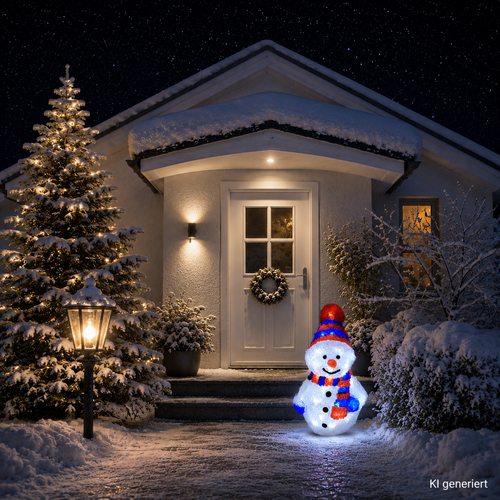 Acryl Schneemann 40 LEDs kaltwei� Au�enbeleuchtung Weihnachten