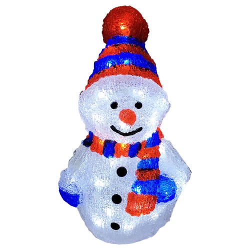 Acryl Schneemann 80 LEDs kaltwei Auenbeleuchtung