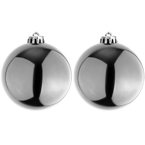 2er XXXL Weihnachtsbaumkugeln Dekokugel Christbaumkugeln Silber  25cm