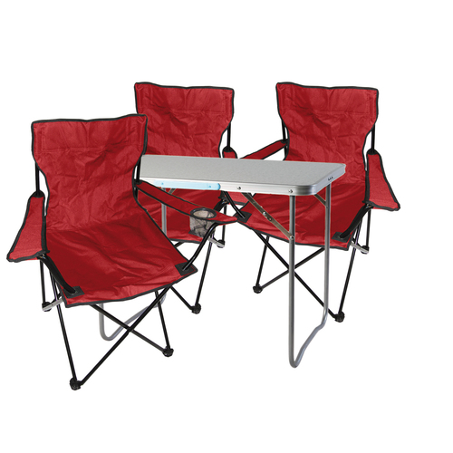 4-teiliges Campingm�bel Set rot Tisch+ campingst�hle mit Tasche