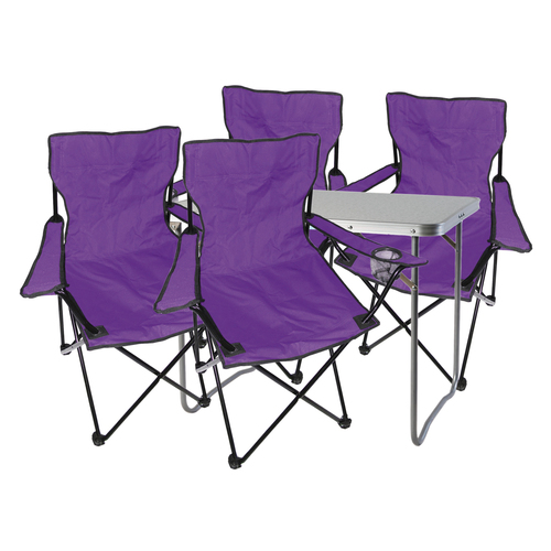 5-teiliges Campingm�bel Set lila Tisch+Campingst�hle mit Tasche 