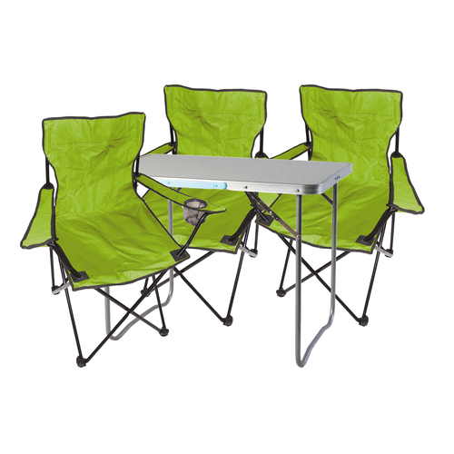 4-teiliges Campingm�bel Set limegr�n Tisch+Campingst�hle mit Tasche 