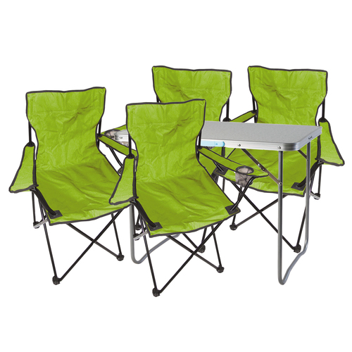 5-teiliges Campingm�bel Set limegr�n Tisch+Campingst�hle mit Tasche 