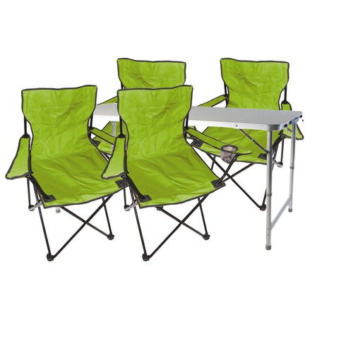 5-teiliges Campingmbel Set Lime Tisch hhenverstellbar +Sthle