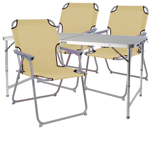 4-teiliges Campingm�bel Set Alu 120x60x58/70cm Beige