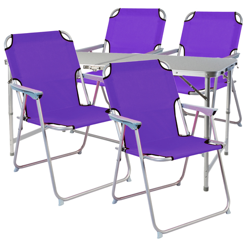 5-teiliges Campingm�bel Set Alu 120x60x58/70cm Lila
