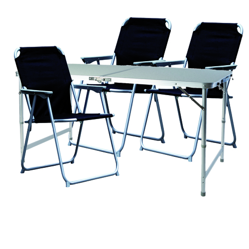 4-teiliges Campingm�bel Set Alu 120x60x58/70cm schwarz