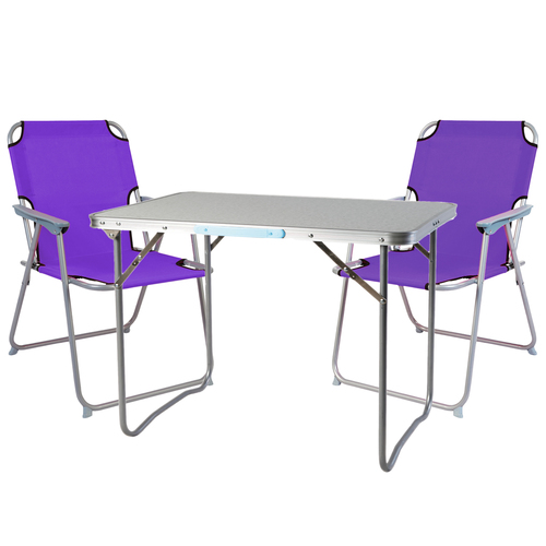 3-teiliges Campingm�bel Set Alu L70xB50xH59cm lila