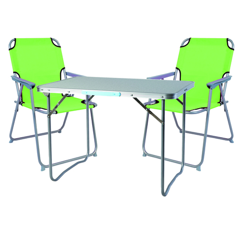 3-teiliges Campingm�bel Set Alu L70xB50xH59cm lime-gr�n