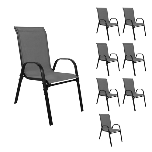 8er Outdoorstuhl Gartenstuhl Stapelstuhl Metall Textilen Anthrazit
