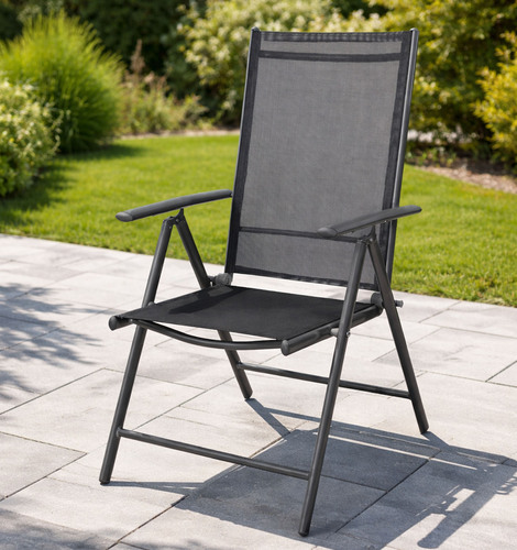 Garten Klappstuhl Aluminium - Textilen Anthrazit / Anthrazit