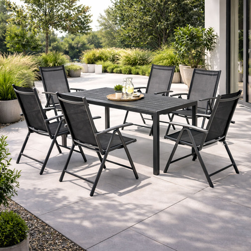 Gartengarnitur Sitzgarnitur 7-teilig L150xB90cm Aluminium  Anthrazit