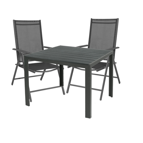 Gartengarnitur Sitzgarnitur 3-teilig 90x90cm Aluminium Anthrazit Grau 