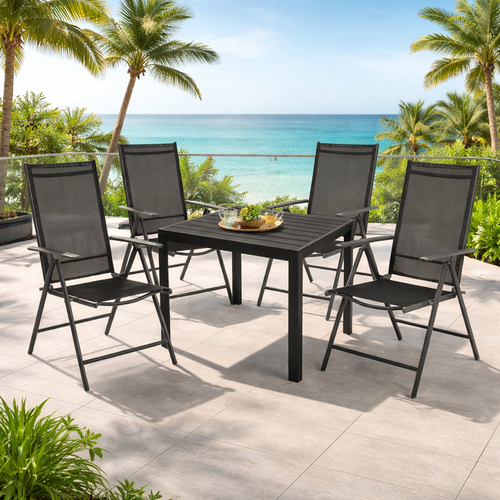 5tlg Gartengarnitur Gartenm�bel L90xB90cm Outdoor Aluminium Hochlehner